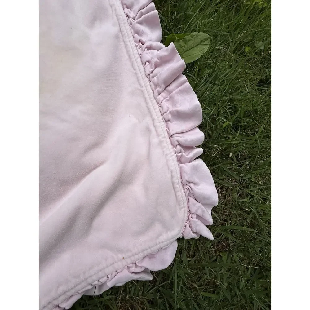 Bella Notte Linens Dusty Rose Pink Velvet Euro Sham Pillow Cover Ruffled *READ